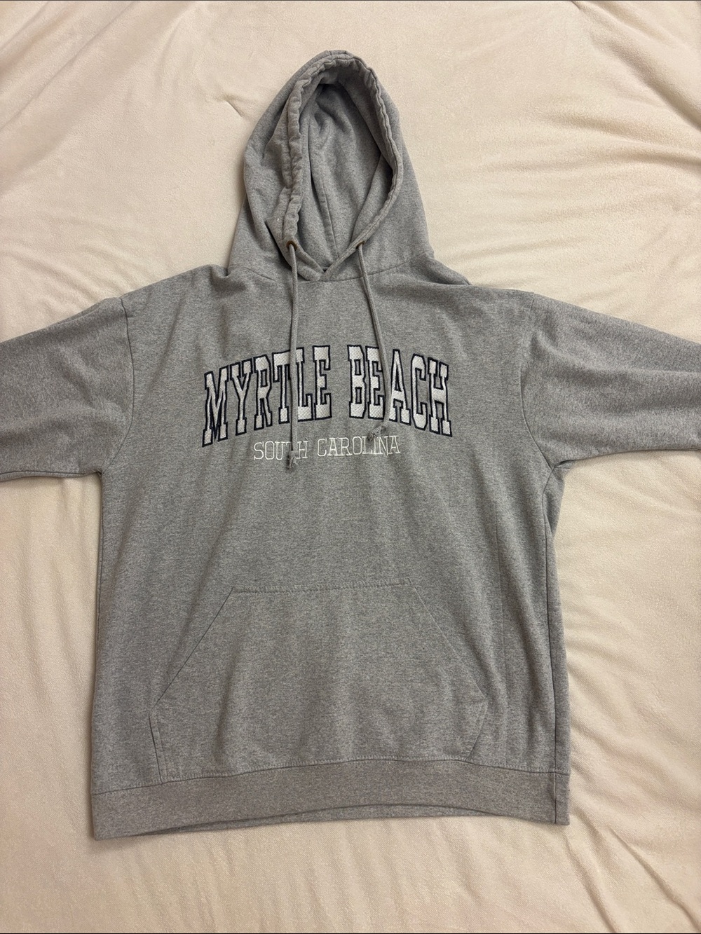 Myrtle Beach Gray Pullover Hoodie with Embroidered Town Name